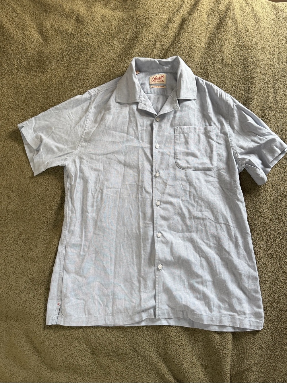 Jachs Light Blue Casual Button-Down Camp Collar Shirt